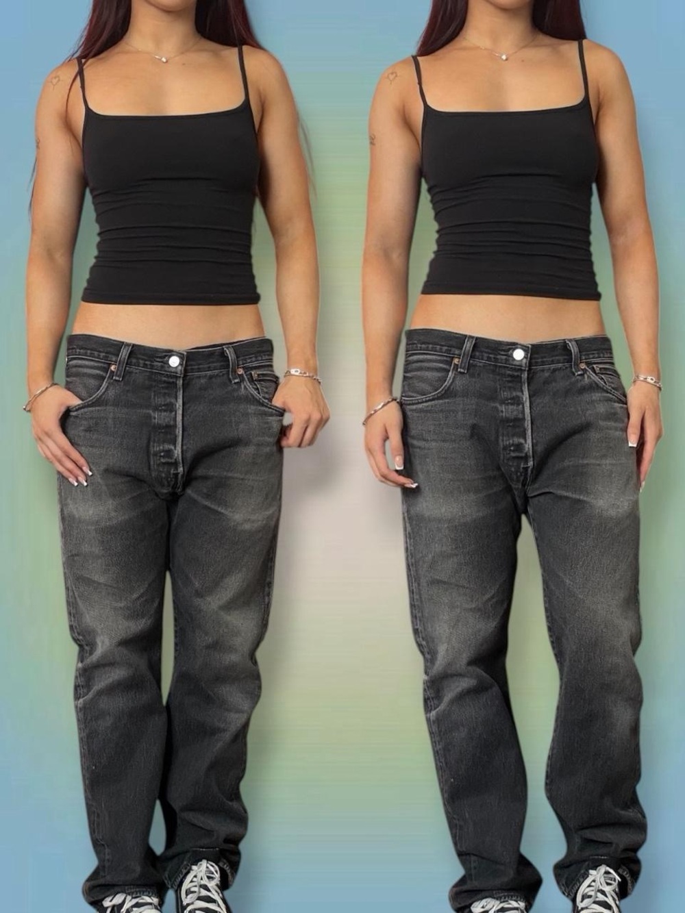 Levi's Black Washed 501 Boyfriend Jeans